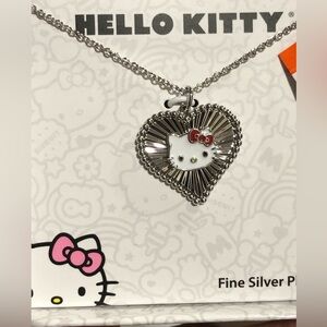 Hello Kitty silver plated‎ heart shaped pendant necklace new in box